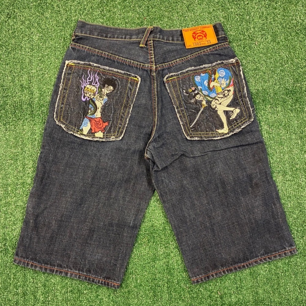 Vintage Red Monkey Company RMC Denim Shorts Martin Ksohoh Samurai Oni 32